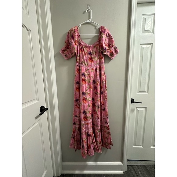 loveshackfancy Mariata Floral Lace Trim Maxi Dress Size 6 - Picture 2 of 13
